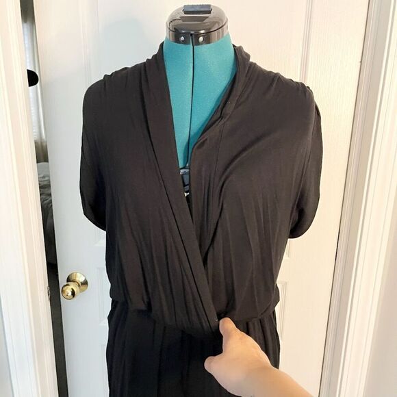 Bar III One Piece Comfy Stretch V Neck Short Sleeve Rayon Spandex Jumpsuit - Picture 5 of 13